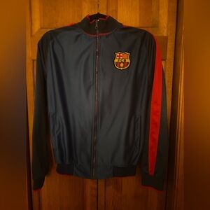 FC Barcelona Youth 16 Blue Zip Up Sporty Preppy Jacket Might Also Be Adult Sz S